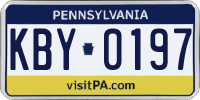 PA license plate KBY0197