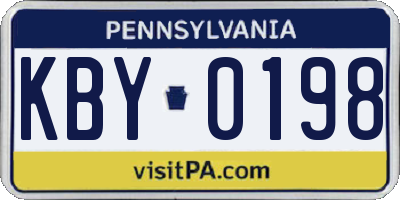 PA license plate KBY0198