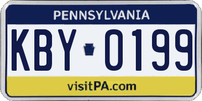 PA license plate KBY0199