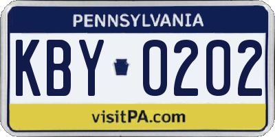 PA license plate KBY0202