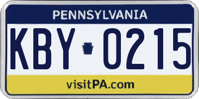 PA license plate KBY0215