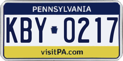 PA license plate KBY0217