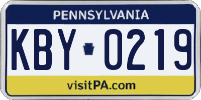 PA license plate KBY0219
