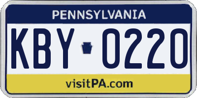 PA license plate KBY0220