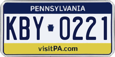 PA license plate KBY0221