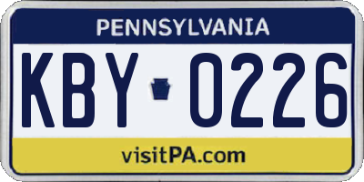 PA license plate KBY0226