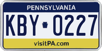 PA license plate KBY0227