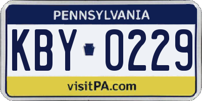 PA license plate KBY0229