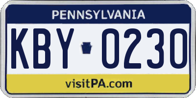 PA license plate KBY0230