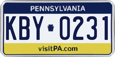 PA license plate KBY0231