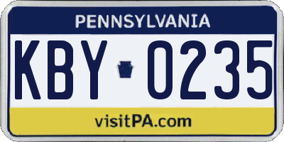 PA license plate KBY0235