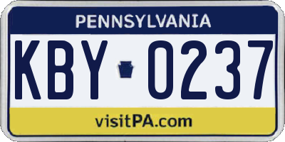 PA license plate KBY0237