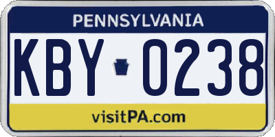 PA license plate KBY0238