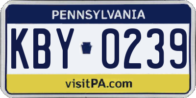 PA license plate KBY0239