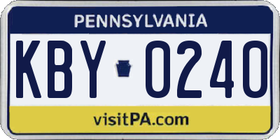 PA license plate KBY0240