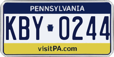 PA license plate KBY0244