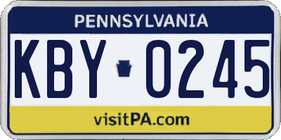 PA license plate KBY0245