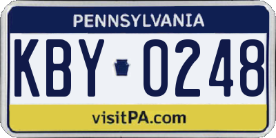PA license plate KBY0248