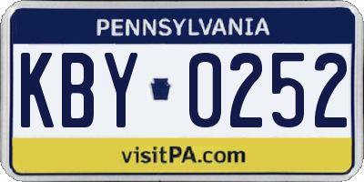 PA license plate KBY0252