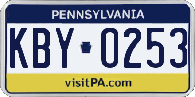 PA license plate KBY0253
