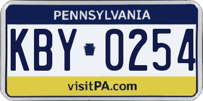 PA license plate KBY0254