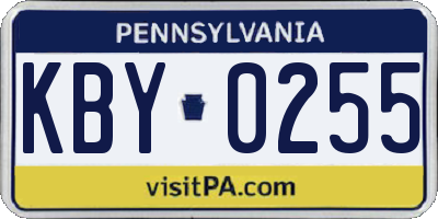 PA license plate KBY0255