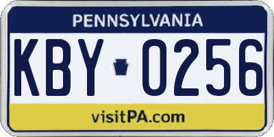 PA license plate KBY0256