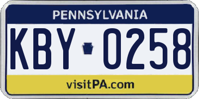 PA license plate KBY0258