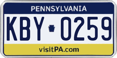 PA license plate KBY0259