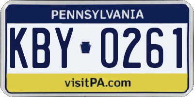 PA license plate KBY0261