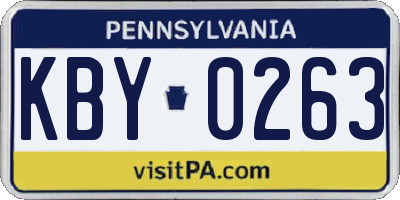PA license plate KBY0263