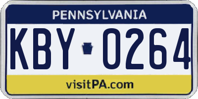 PA license plate KBY0264