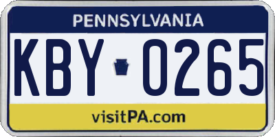 PA license plate KBY0265