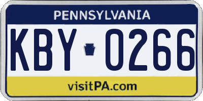 PA license plate KBY0266