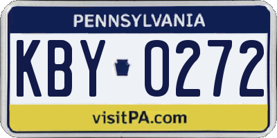PA license plate KBY0272
