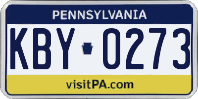 PA license plate KBY0273