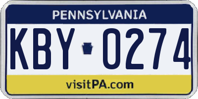 PA license plate KBY0274
