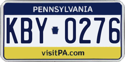 PA license plate KBY0276