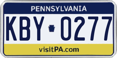 PA license plate KBY0277