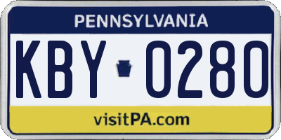 PA license plate KBY0280