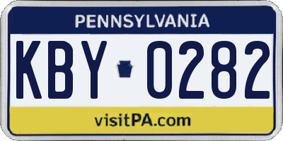 PA license plate KBY0282
