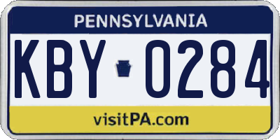 PA license plate KBY0284