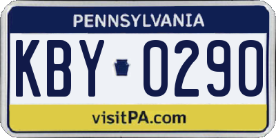PA license plate KBY0290
