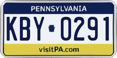 PA license plate KBY0291