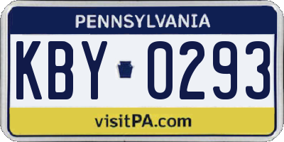 PA license plate KBY0293
