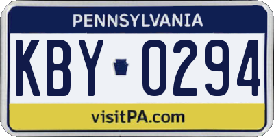 PA license plate KBY0294