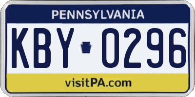 PA license plate KBY0296