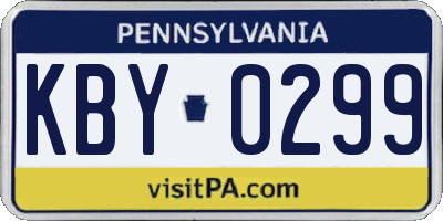 PA license plate KBY0299