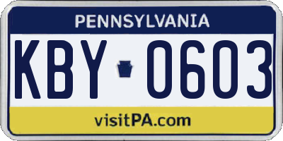 PA license plate KBY0603