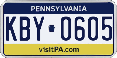 PA license plate KBY0605